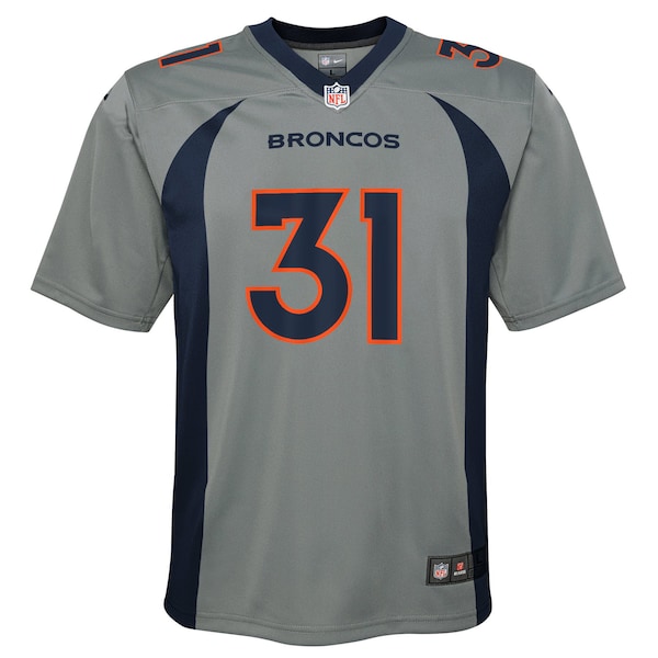 Justin Simmons Denver Broncos Nike Youth Inverted Game Jersey - Gray - Image 2