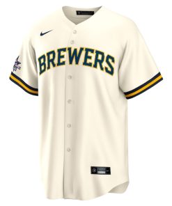 Alternative view of Milwaukee Brewers Nike 2025 MLB All-Star Game Home Replica Jersey - Cream