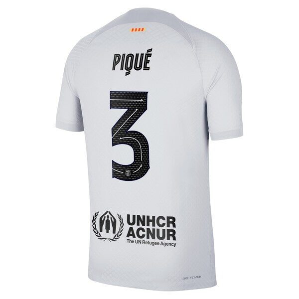 Gerard Pique Barcelona Nike 2022/23 Third Vapor Match Authentic Player Jersey - Gray - Image 3