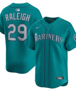 Men's Seattle Mariners Cal Raleigh Nike Alternate Limited Jersey -Teal/White