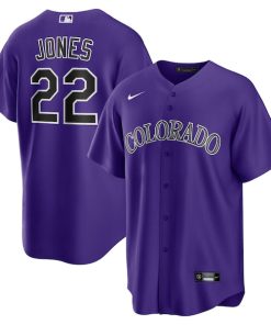 Alternative view of Nolan Jones Colorado Rockies Nike Alternate Replica Jersey - Purple/White