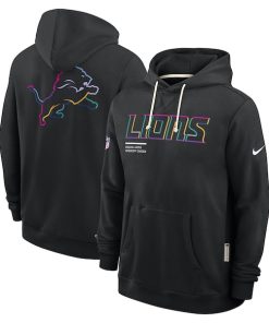 Detroit Lions Nike 2025 NFL Crucial Catch Sideline Standard Issue Dri-FIT Hoodie - Black