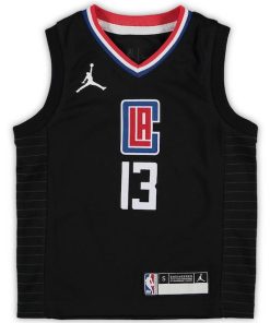 Alternative view of Paul George LA Clippers Jordan Brand Preschool 2020/21 Fast Break Replica Jersey - Statement Edition - Black