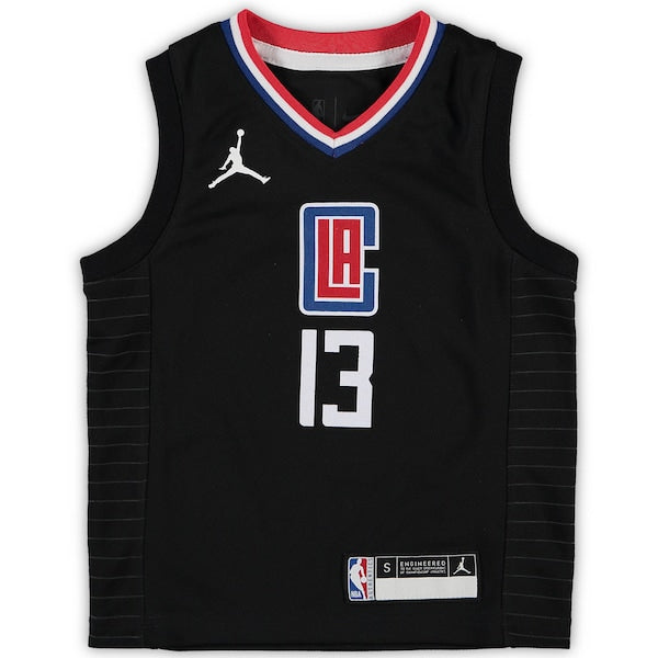 Paul George LA Clippers Jordan Brand Preschool 2020/21 Fast Break Replica Jersey - Statement Edition - Black - Image 2