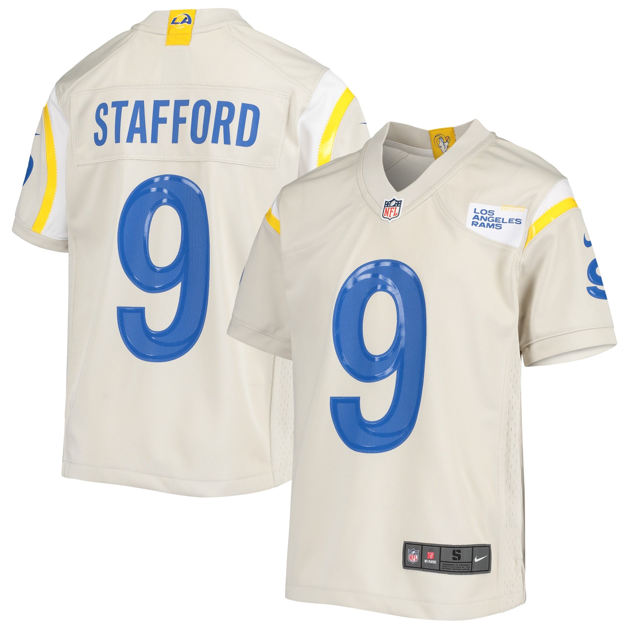 Matthew Stafford Los Angeles Rams Nike Youth Game Jersey - Royal/Cream/White - Image 10