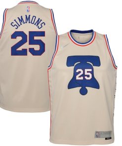 Ben Simmons Philadelphia 76ers Nike Youth 2020/21 Swingman Player Jersey Cream - Earned Edition
