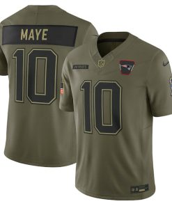 Drake Maye New England Patriots Nike 2025 Salute to Service Limited Jersey - Olive