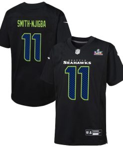 Youth Seattle Seahawks Jaxon Smith-Njigba Nike Black Super Bowl LX Patch Carbon Fashion Game Jersey