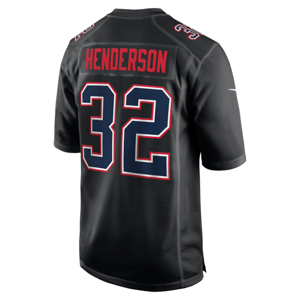 Men's New England Patriots TreVeyon Henderson Nike Black Super Bowl LX Patch Carbon Fashion Game Jersey - Image 3