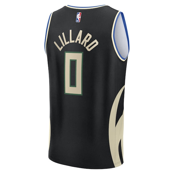 Damian Lillard Milwaukee Bucks Youth Fast Break Replica Player Jersey - Statement Edition - Black - Image 3