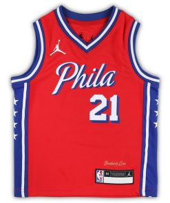 Alternative view of Joel Embiid Philadelphia 76ers Jordan Brand Preschool 2022/23 Replica Jersey - Statement Edition - Red