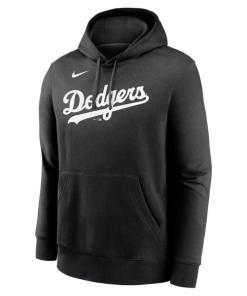 Alternative view of Los Angeles Dodgers Nike Logo Club Fleece Hoodie - Black