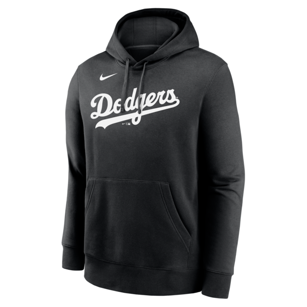 Los Angeles Dodgers Nike Logo Club Fleece Hoodie - Black - Image 2