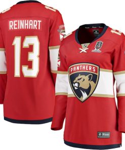 Sam Reinhart Florida Panthers  Women's 2025 Stanley Cup Champions Breakaway Jersey - Red
