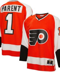 Bernie Parent Philadelphia Flyers  1974/75 Blue Line Player Jersey - Orange