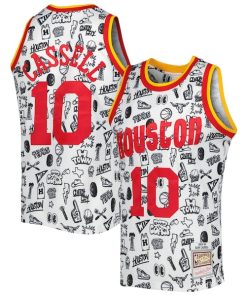 Sam Cassell Houston Rockets 1993/94 Hardwood Classics Doodle Swingman Jersey - White