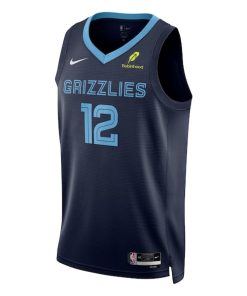 Alternative view of Ja Morant Memphis Grizzlies Nike Unisex Swingman Badge Player Jersey - Icon Edition - Navy