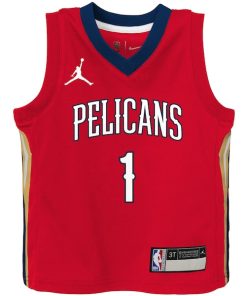 Alternative view of Zion Williamson New Orleans Pelicans Jordan Brand Toddler 2020/21 Jersey - Red - Statement Edition
