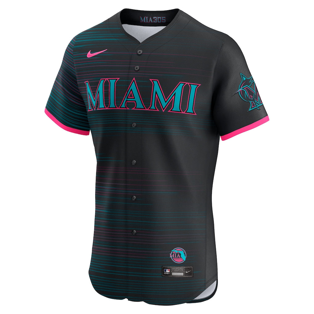 Miami Marlins Nike 2025 City Connect Elite Jersey - Black - Image 3