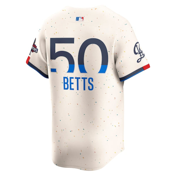 Mookie Betts Los Angeles Dodgers Nike 2024 World Series Champions City Connect Limited Player Jersey - Cream - Image 3