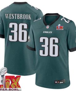 Brian Westbrook Philadelphia Eagles Nike Game Retired Player Jersey Super Bowl - Midnight Green