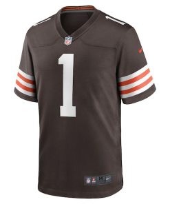 Alternative view of Number 1 Dad Cleveland Browns Nike Game Jersey - Brown