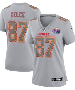 Travis Kelce Kansas City Chiefs Nike Women's Super Bowl LVIII Atmosphere Fashion Game Jersey - Gray
