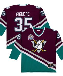 Alternative view of Jean-Sebastien Giguere Anaheim Ducks 2002-03 Power Play Jersey - Purple
