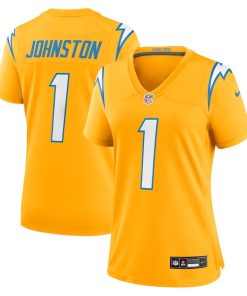 Alternative view of Quentin Johnston Los Angeles Chargers Nike Women's Alternate Charger Power Game Jersey - Gold/Navy