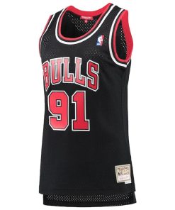 Alternative view of Dennis Rodman Chicago Bulls Women's  Hardwood Classics Swingman Jersey - Black