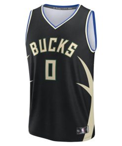 Alternative view of Damian Lillard Milwaukee Bucks  Youth Fast Break Replica Player Jersey - Statement Edition - Black