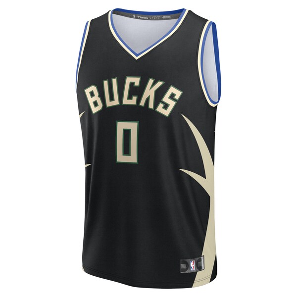 Damian Lillard Milwaukee Bucks Youth Fast Break Replica Player Jersey - Statement Edition - Black - Image 2