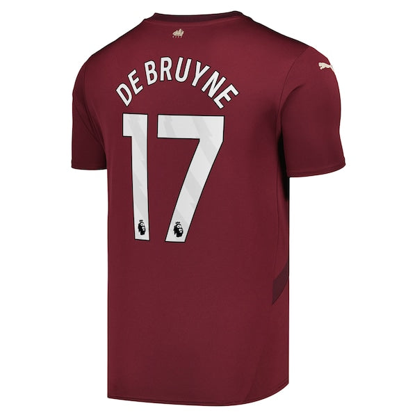 Kevin De Bruyne Manchester City Puma 2024/25 Third Replica Player Jersey - Burgundy - Image 3