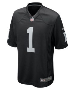 Alternative view of Number 1 Groom Las Vegas Raiders Nike Game Jersey - Black