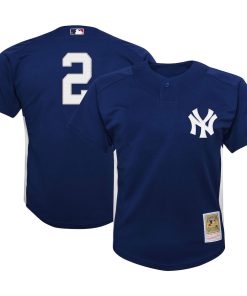 Derek Jeter New York Yankees Youth Team Cooperstown Collection Mesh Batting Practice Jersey - Navy