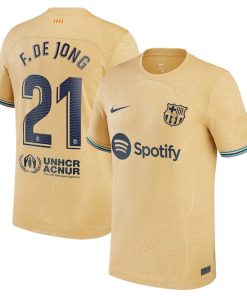 Frenkie de Jong Barcelona Nike Youth 2022/23 Away Replica Player Jersey - Yellow