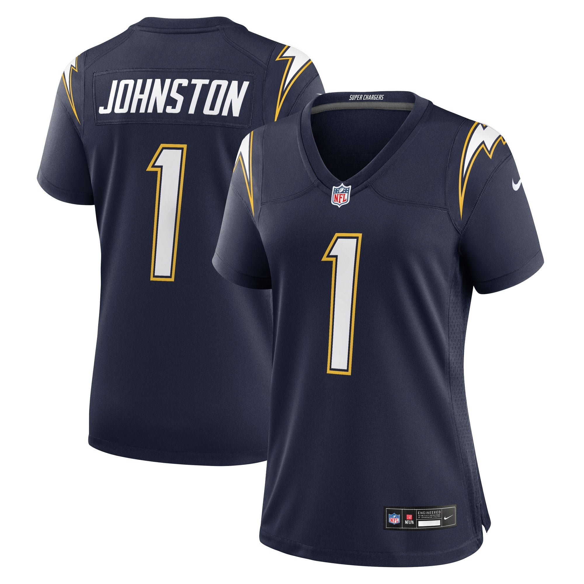 Quentin Johnston Los Angeles Chargers Nike Women's Alternate Charger Power Game Jersey - Gold/Navy - Image 5