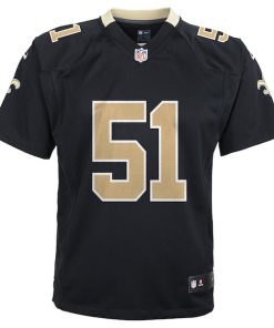 Alternative view of Sam Mills New Orleans Saints Nike Youth Retired Game Jersey - Black