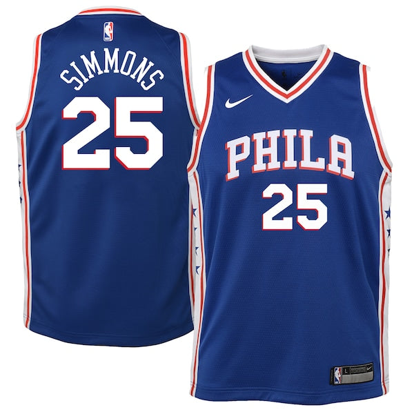 Ben Simmons Philadelphia 76ers Nike Youth Swingman Jersey Royal - Icon Edition/White - Image 2