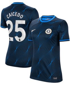 Mois¨¦s Caicedo Chelsea Nike Women's 2023/24 Away Stadium Replica Player Jersey - Navy/Blue