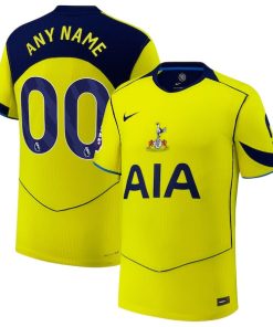 Alternative view of Tottenham Hotspur Nike 2025/26 Third Authentic Custom Jersey - Yellow/White