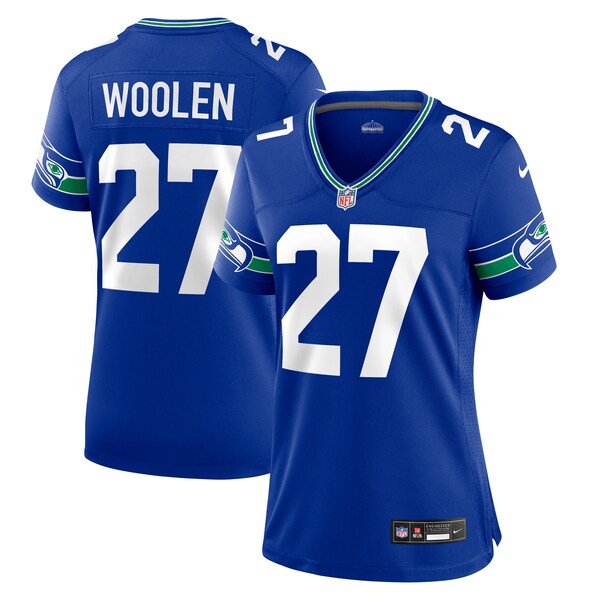 Tariq Woolen Seattle Seahawks Nike Women's Throwback Player Game Jersey - Royal/Navy/Neon Green - Image 2