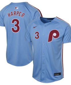 Alternative view of Bryce Harper Philadelphia Phillies Nike Youth Alternate Limited Player Jersey - Light Blue/White/Cream