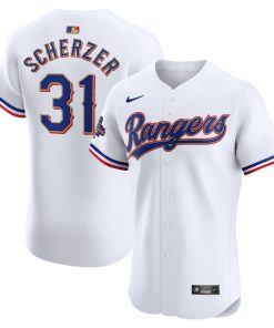 Max Scherzer Texas Rangers Nike 2024 Gold Collection Elite Player Jersey?¨C White