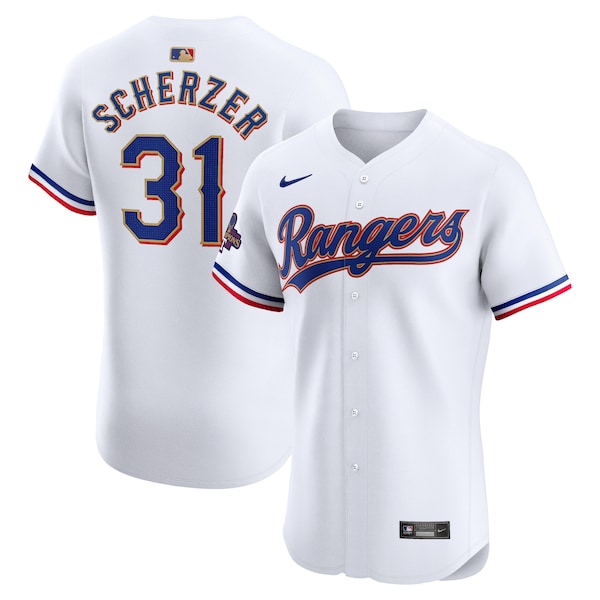 Max Scherzer Texas Rangers Nike 2024 Gold Collection Elite Player Jersey?ยจC White
