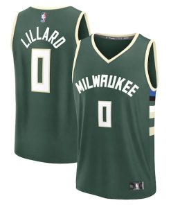 Damian Lillard Milwaukee Bucks  Youth Fast Break Replica Player Jersey - Icon Edition - Hunter Green