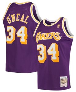 Alternative view of Shaquille O'Neal Los Angeles Lakers  Hardwood Classics Swingman Jersey - Purple/Royal/Gold