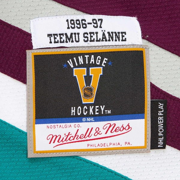 Teemu Selanne Anaheim Ducks 1996-97 Power Play Jersey - Purple/White - Image 8