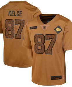 Travis Kelce Kansas City Chiefs Nike Youth 2023 Salute To Service Limited Jersey - Brown