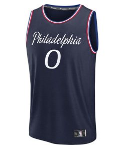 Alternative view of Tyrese Maxey Philadelphia 76ers  Youth 2025/26 City Edition Fast Break Jersey - Navy
